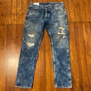Hollister Mens Skinny Acid Wash Distressed Denim
